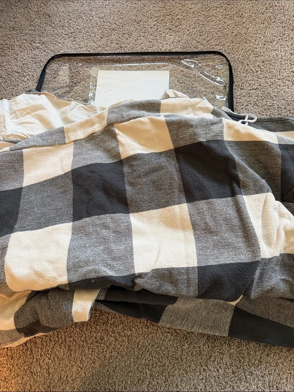 Buffalo Check Cotton Duvet Cover - Black & Cream and 2 sham king/cal king  size